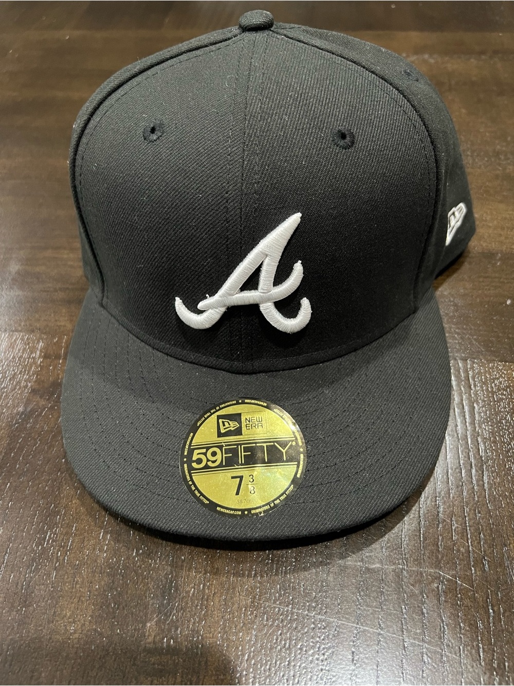 New Era 59FIFTY Atlanta Braves Black Fitted Cap MLB Licensed Size 7 3/8